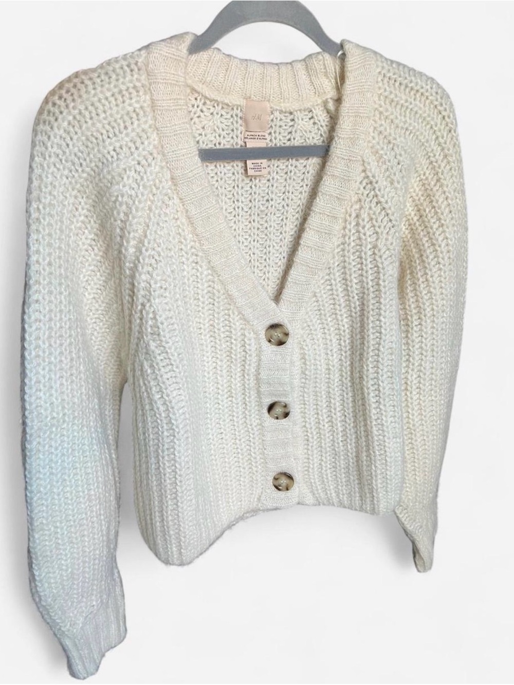 H&M Cream Alpaca Blend Button-Front Cardigan size XS - Picture 3 of 8